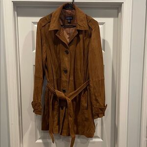 Land’s End Brown Suede Trench Coat Women’s Size  14W